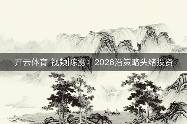 开云体育 视频|陈雳:2026沿策略头绪投资