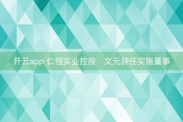 开云app 仁恒实业控股：文元辞任实施董事