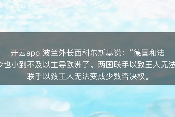 开云app 波兰外长西科尔斯基说:“德国和法国加在统统,如今也小到不及以主导欧洲了。两国联手以致王人无法变成少数否决权。