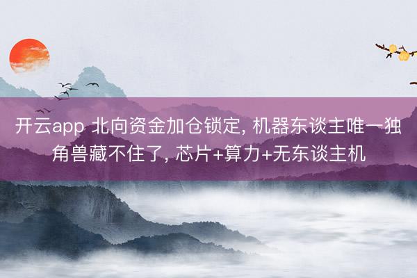 开云app 北向资金加仓锁定， 机器东谈主唯一独角兽藏不住了， 芯片+算力+无东谈主机