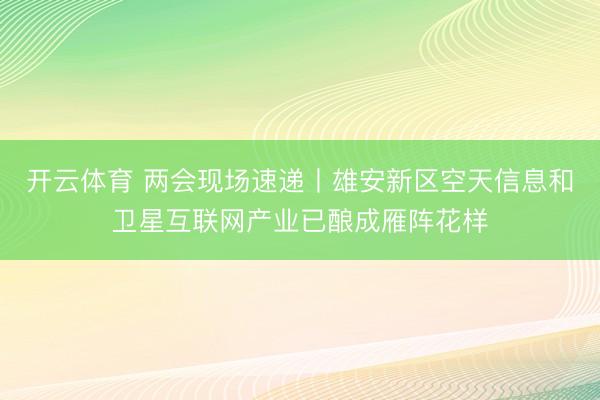 开云体育 两会现场速递丨雄安新区空天信息和卫星互联网产业已酿成雁阵花样