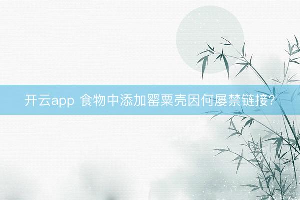 开云app 食物中添加罂粟壳因何屡禁链接？