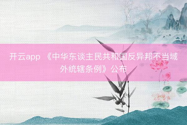 开云app 《中华东谈主民共和国反异邦不当域外统辖条例》公布