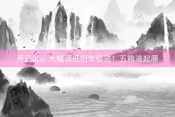 开云app 大幅调低旧年级迹！五粮液起原