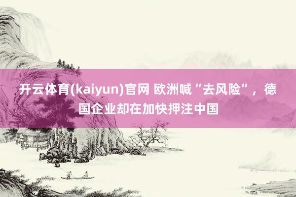 开云体育(kaiyun)官网 欧洲喊“去风险”，德国企业却在加快押注中国