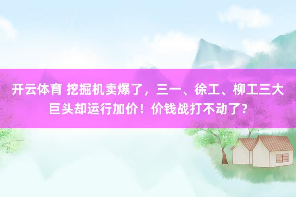 开云体育 挖掘机卖爆了，三一、徐工、柳工三大巨头却运行加价！价钱战打不动了？