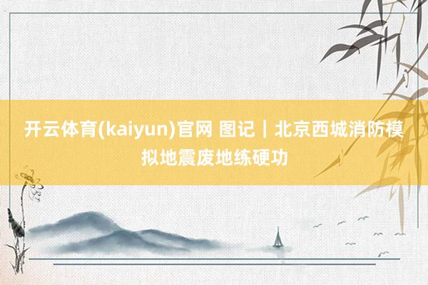 开云体育(kaiyun)官网 图记｜北京西城消防模拟地震废地练硬功