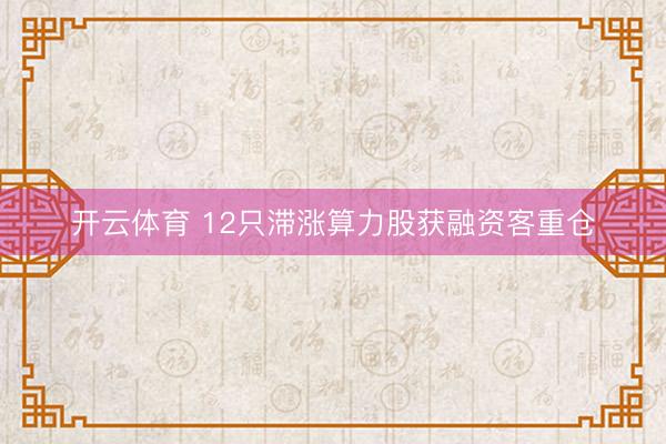 开云体育 12只滞涨算力股获融资客重仓