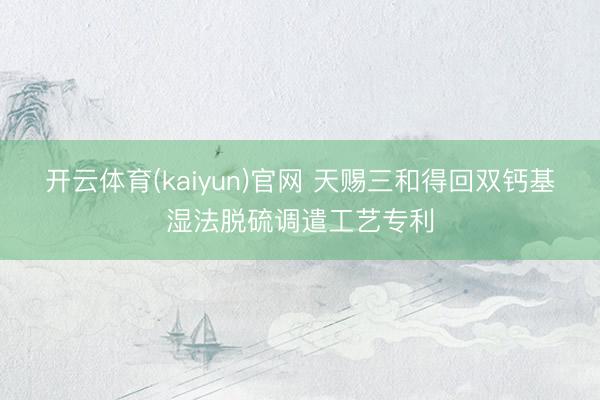 开云体育(kaiyun)官网 天赐三和得回双钙基湿法脱硫调遣工艺专利
